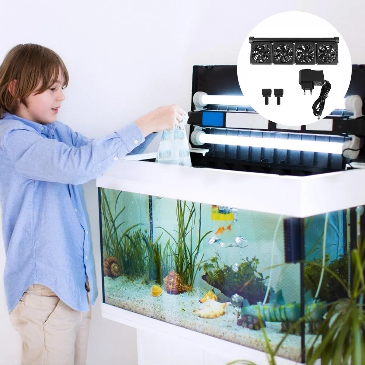 Abaodam Ventilador de Acuario Ajustable Negro para Enfriamiento de Pecera