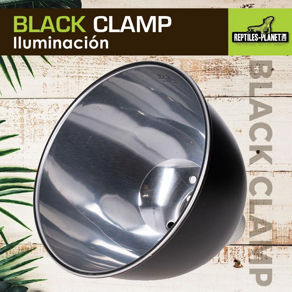 Reptiles Planet iluminación Soporte de lámpara con Reflector Black Clamp 22 D22 x H 24,5 cm
