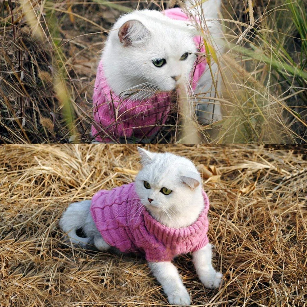 Suéter para Mascotas Bro'BearCable Knit Turtleneck para Perros y Gatos pequeños (Rosa, L)
