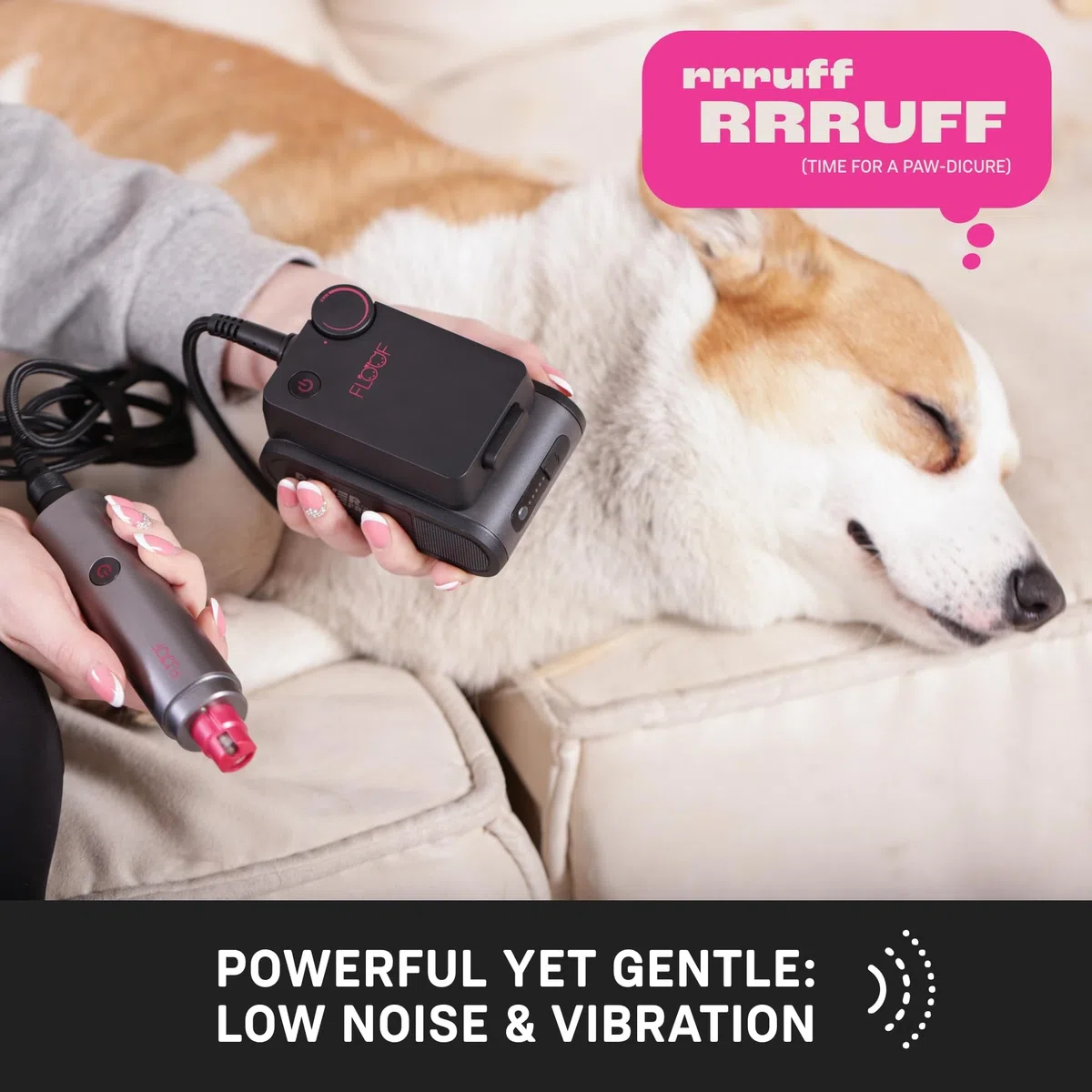 FLOOF Cortaúñas para perros para aseo y amoladora de uñas para perros, kit profesional de aseo para perros para experiencia similar a un salón, libertad Powershare de 20 V, sistema portátil de aseo