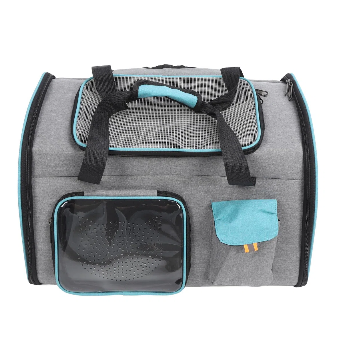 Mochila transportadora para mascotas, malla transpirable, transportador portátil para gatos de gran capacidad, transportador para perros para viajes al aire libre, senderismo, (Gris y azul)