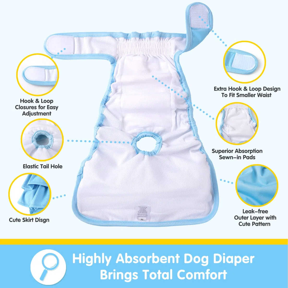 Pañales Reutilizables para Perros para Hembras 3, pañales para Perros Lavables Premium Altamente absorbentes, pañales Flexibles para Cachorros, pañales duraderos para Perros a Prueba de Fugas para