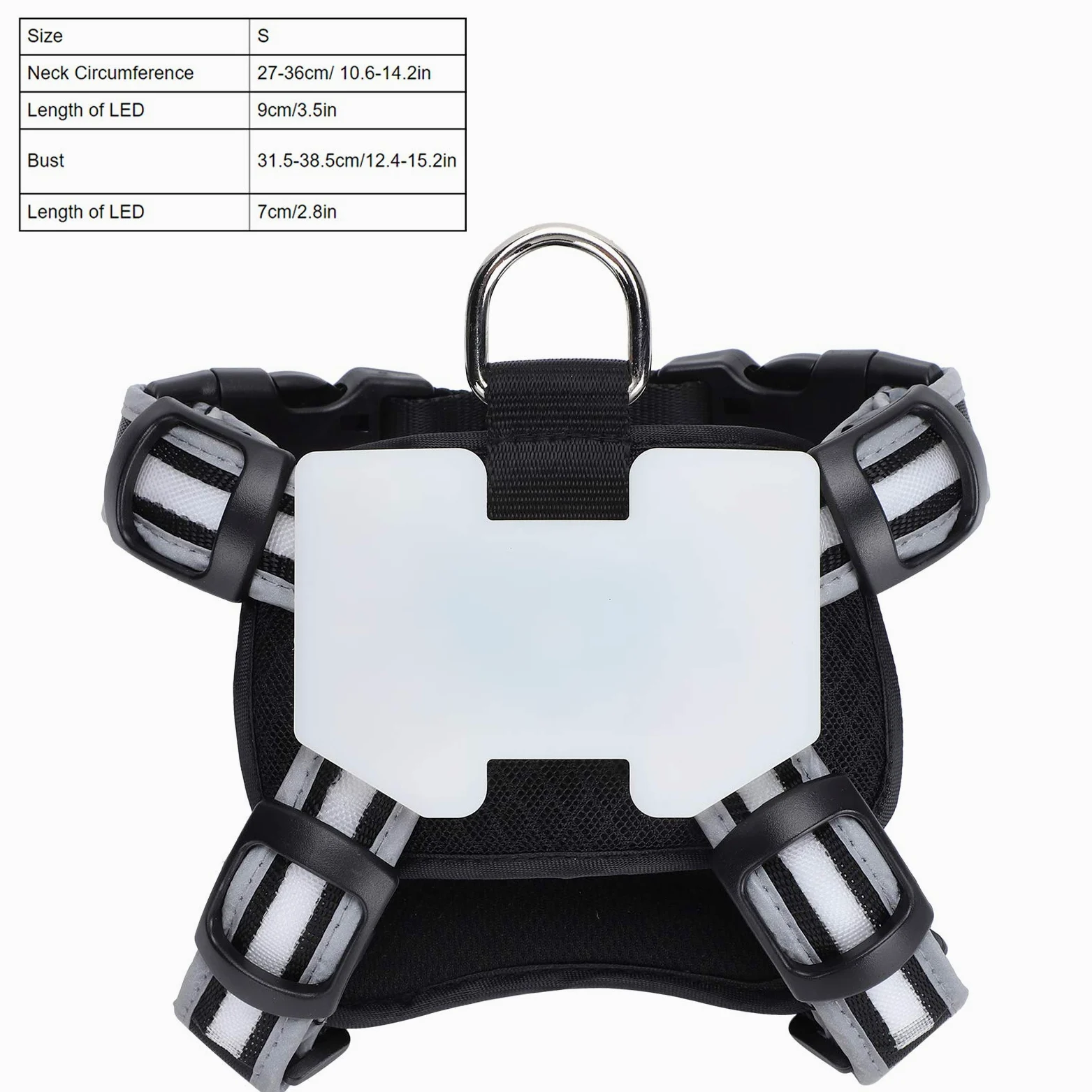 Arnés de Perro Vomekolight, arnés de Perro LED, Correa para el Pecho de Carga USB con Tira Reflectante Ajustable para la Seguridad Nocturna (S)