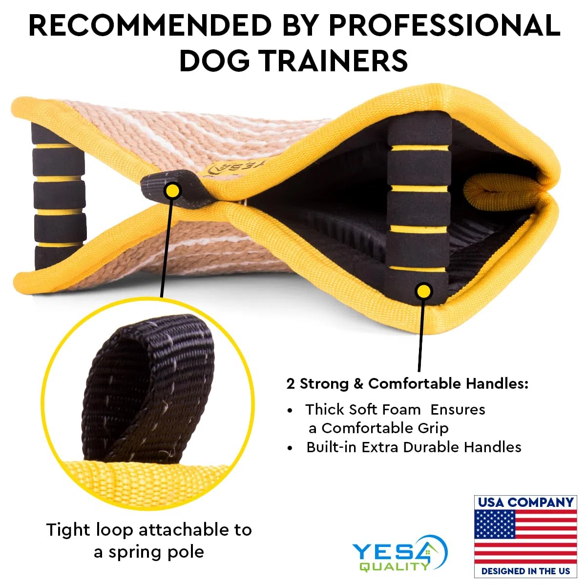 YES4QUALITY Cuña Duradera para mordeduras de Perro de 13 x 10 Pulgadas, Almohada Segura para mordeduras con 2 Asas cómodas y Fuertes, Juguete de Yute Resistente para Perros medianos a Grandes, Ideal