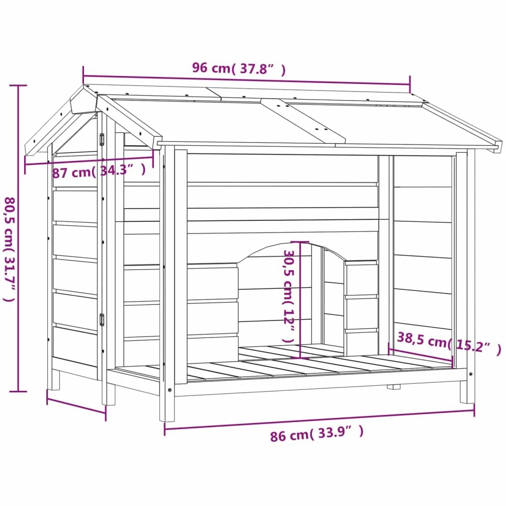 Mangloder - Caseta para perro de madera de pino maciza, 96 x 87 x 80,5 cm, con techo impermeable, gran entrada, exterior, jardín, terraza, seguro para perros y animales pequeños