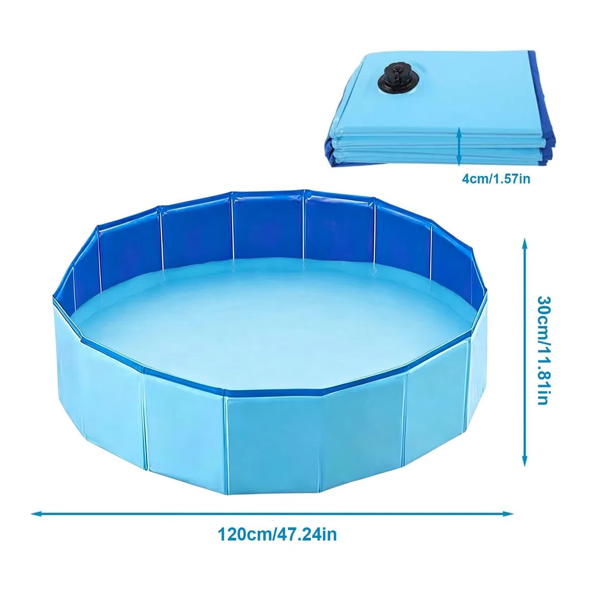 Piscina Pequeña 120 x 30 cm Antideslizante Plegable Portátil Bañera | Bañera para Perros Reforzada Adecuado En Patio Jardín Baño Interior Exterior Hogar Niños Cachorros Gatos