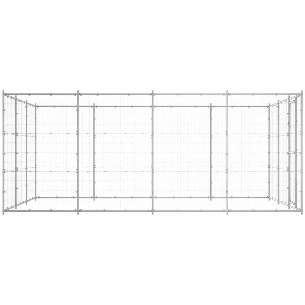 Perrera para perros de acero galvanizado con superficie de 14,52 m², puerta con cierre, malla resistente, protección y seguridad para perros, cachorros, jardín, entrenamiento, camping
