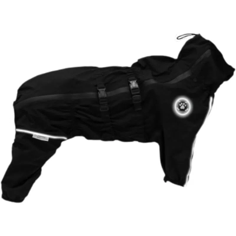 Abrigo de invierno para perros, ropa para perros, traje de nieve, ajustable, impermeable, para paseos al aire libre, chubasquero, chaqueta para perros pequeños (negro, L)
