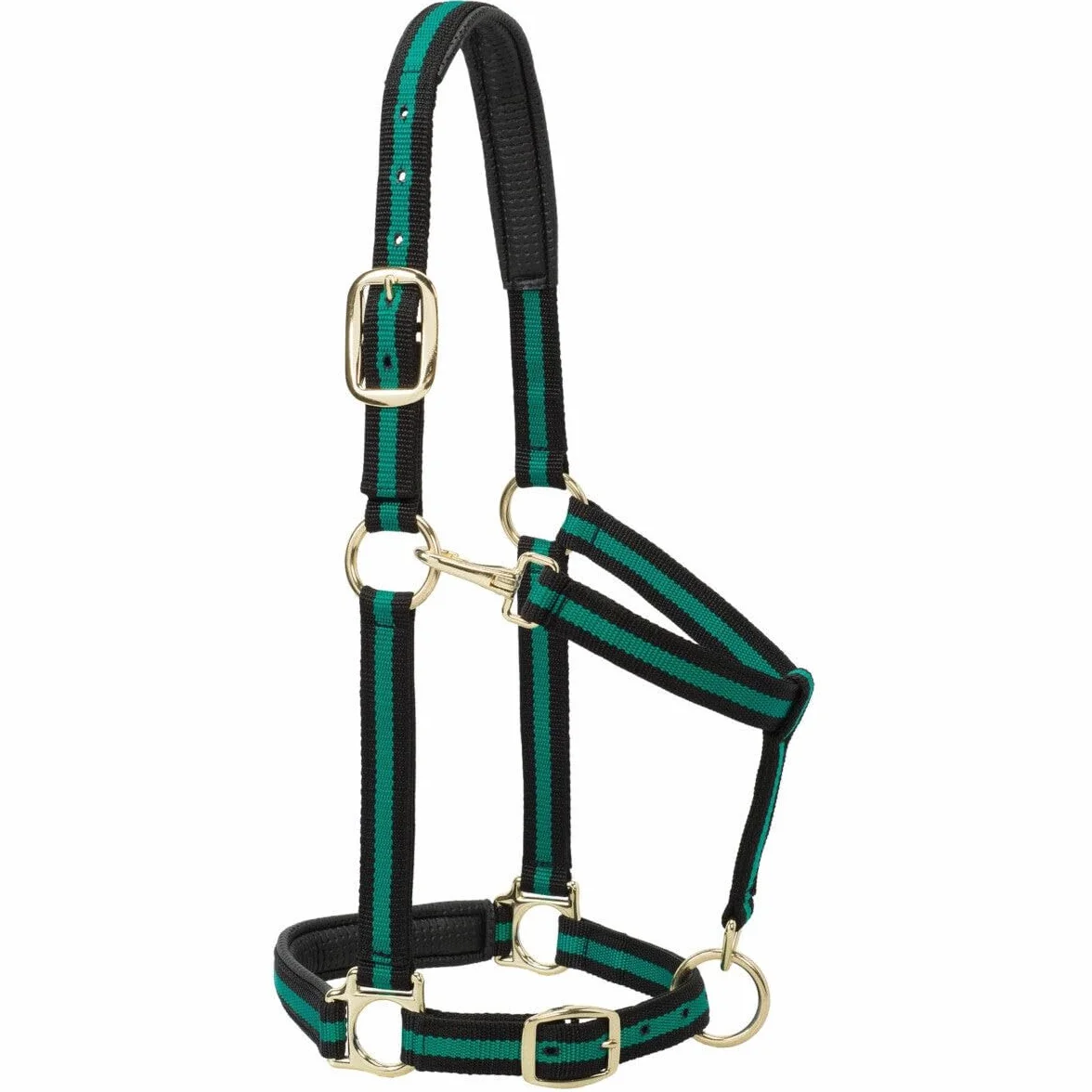Weaver Leather Cabestro de Nailon para Caballos, Acolchado y Ajustable, para Barbilla y Garganta, cabestros chapados en latón para Entrenamiento