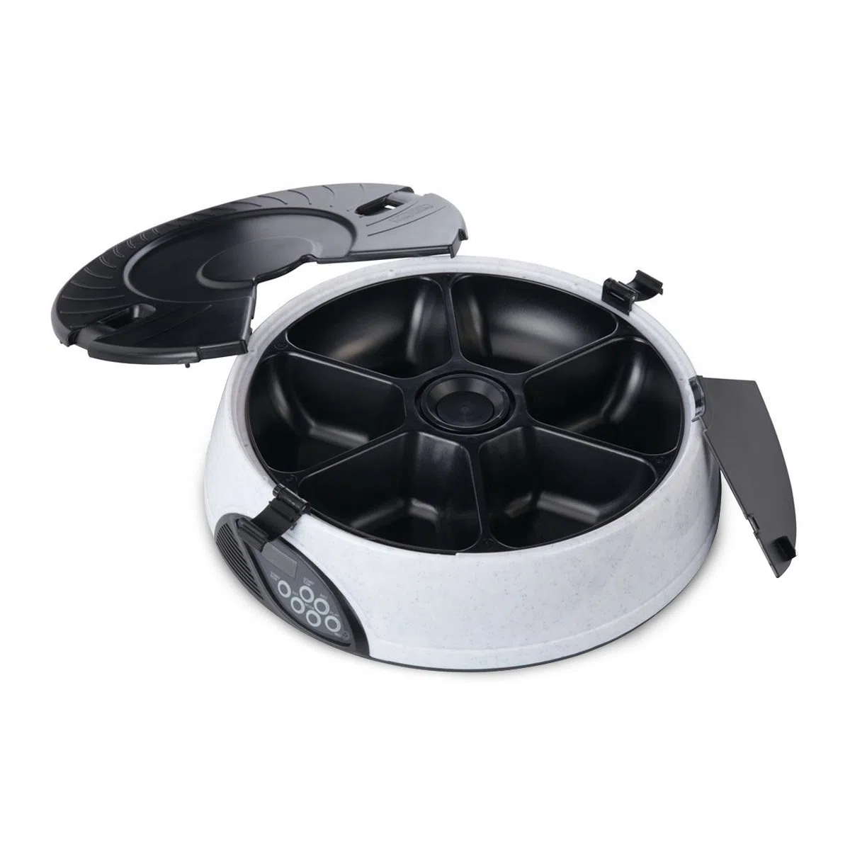 PETCUTE Comedero automático de gatos y dispensador de alimentos para mascotas con grabadora de voz (6 comidas / día programable) Blanco