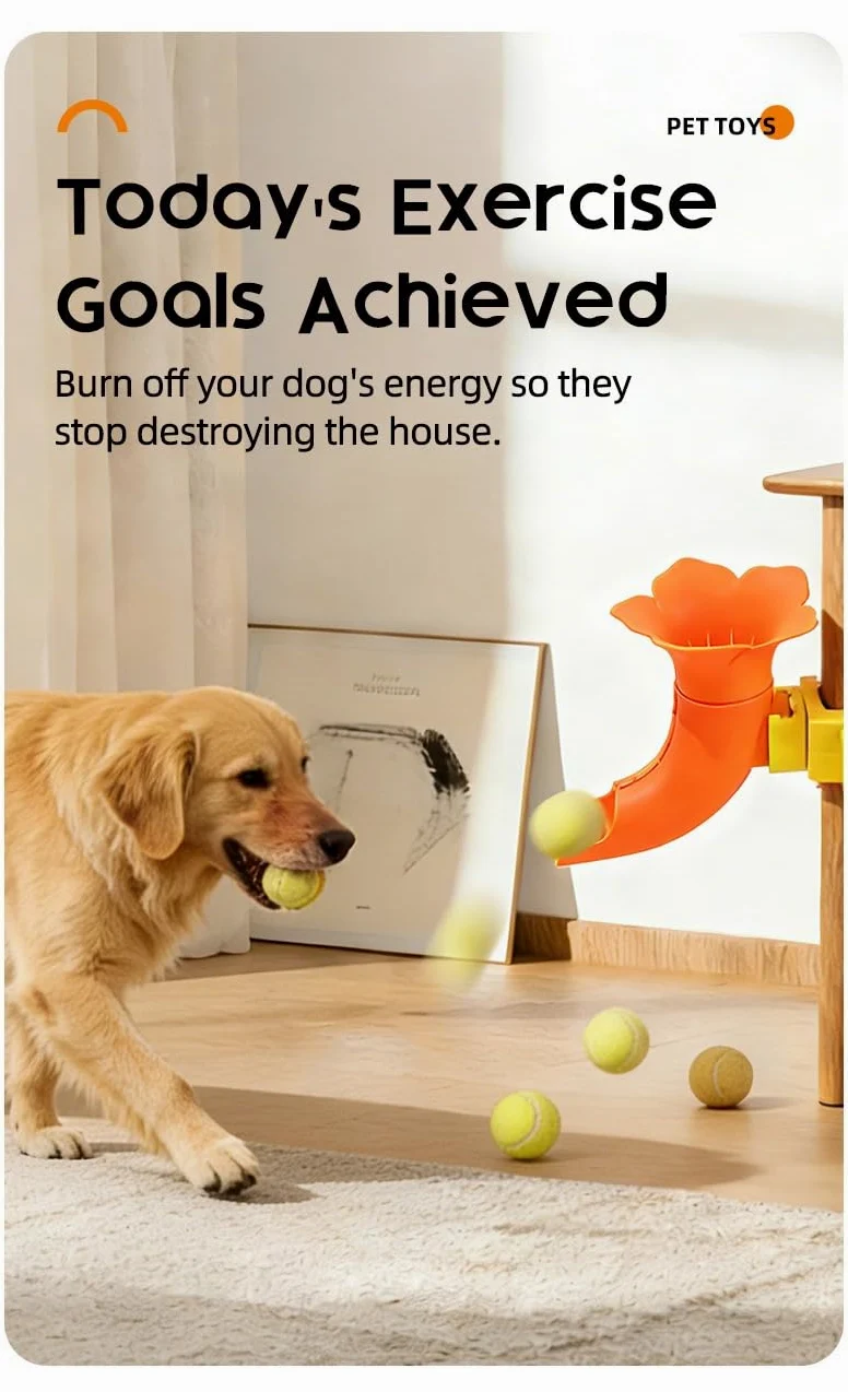 JINGYAN Juguete interactivo lanzador de bolas para perros con abrazadera de mesa, ABS