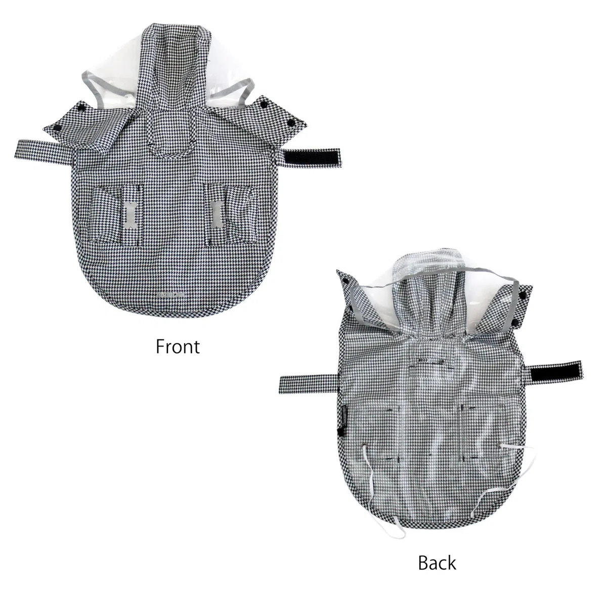 Impermeable para Perro, Ajustable, Reflectante, Ligero, Ropa de Lluvia para Mascotas con Capucha Poncho (M, Negro y Blanco)