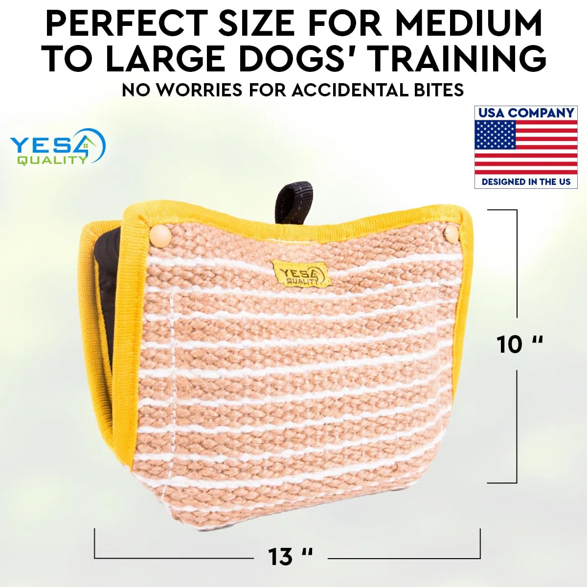 YES4QUALITY Cuña Duradera para mordeduras de Perro de 13 x 10 Pulgadas, Almohada Segura para mordeduras con 2 Asas cómodas y Fuertes, Juguete de Yute Resistente para Perros medianos a Grandes, Ideal