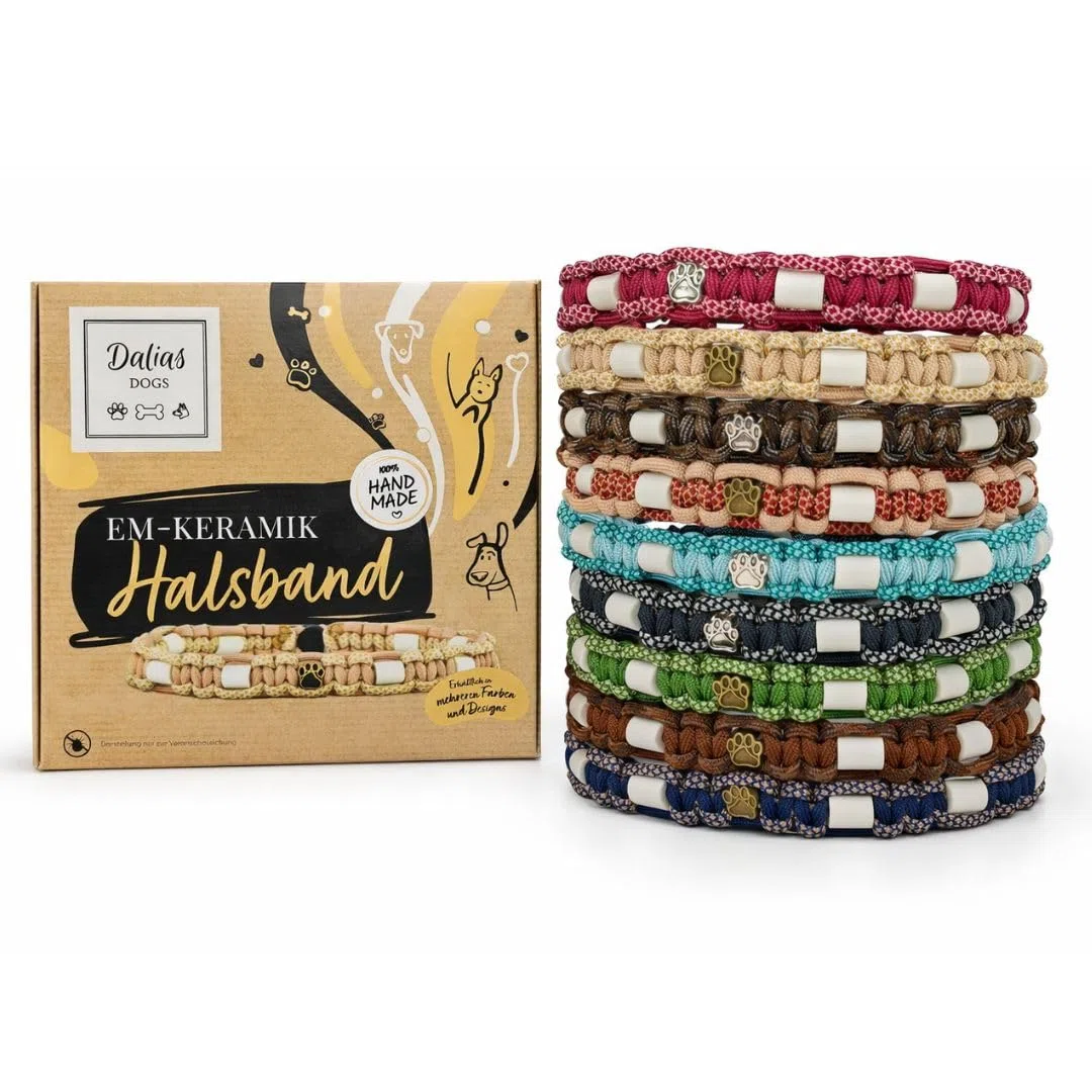 Collar para perro de cerámica EM, orgánico, natural, para pulgas, gato, perro, collar para joyas, collar de paracord (61-70 cm, menta)