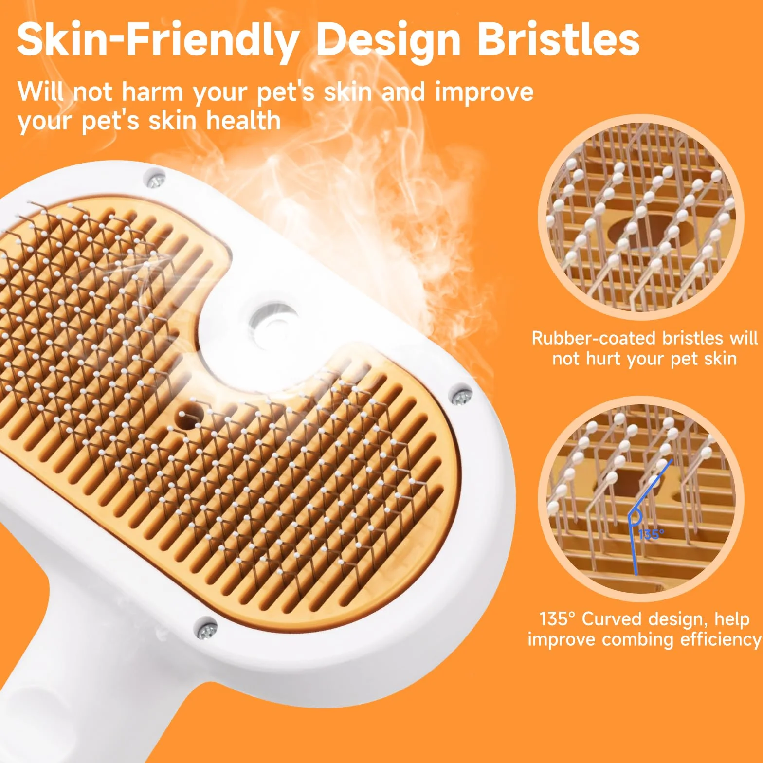 Cepillo de vapor para mascotas para perros y gatos, peine de depilación en aerosol 3 en 1, vapor para desprendimiento y aseo, cepillo de agua para mascotas de pelo largo y corto, peine Spritz Defur