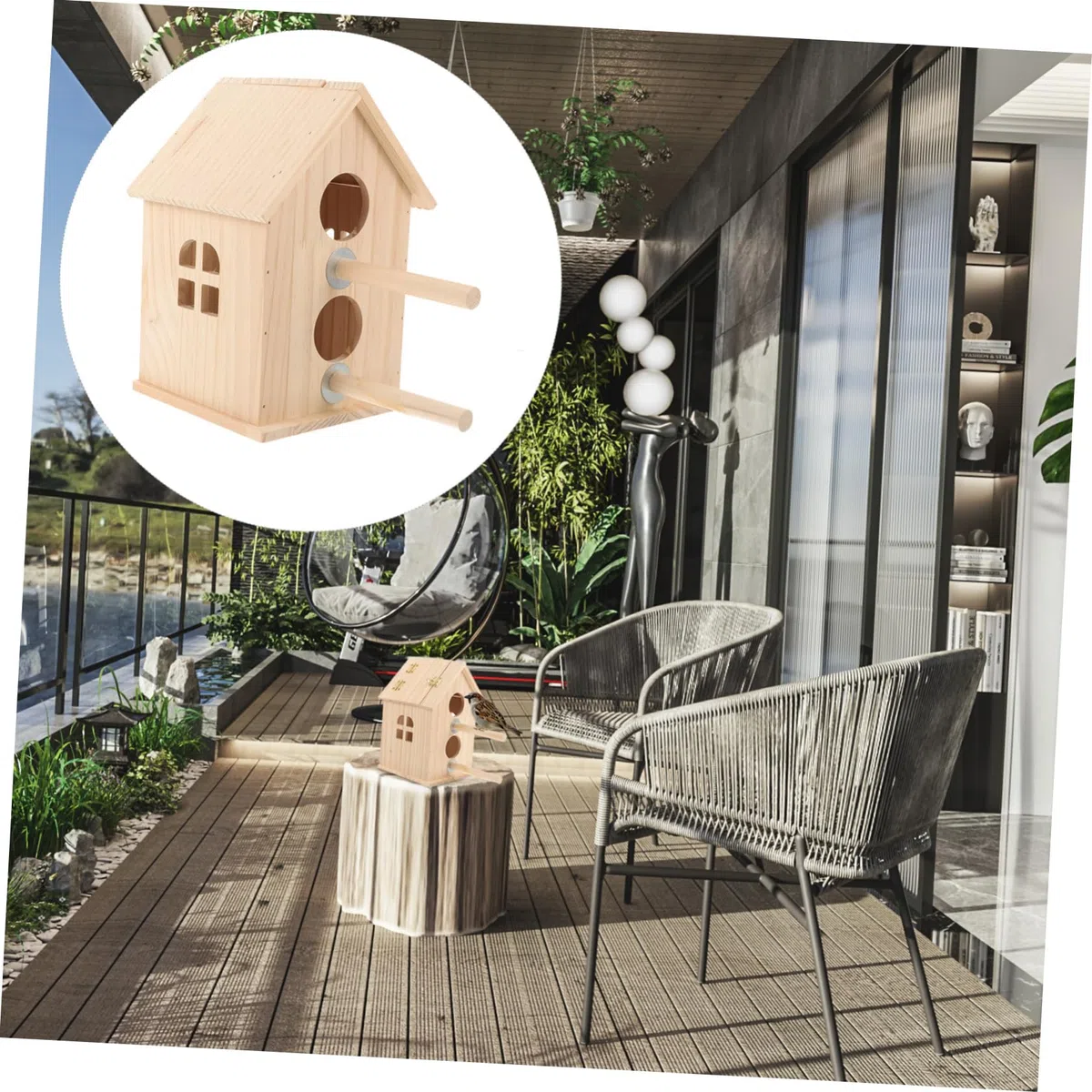 Housoutil Caja Terrario De Aves Nido De Pájaro De Madera Criadero De Madera Casa De Pájaros De Madera Juguetes De Aves para Periquitos Mantener Caliente G5 Pájaro Loro