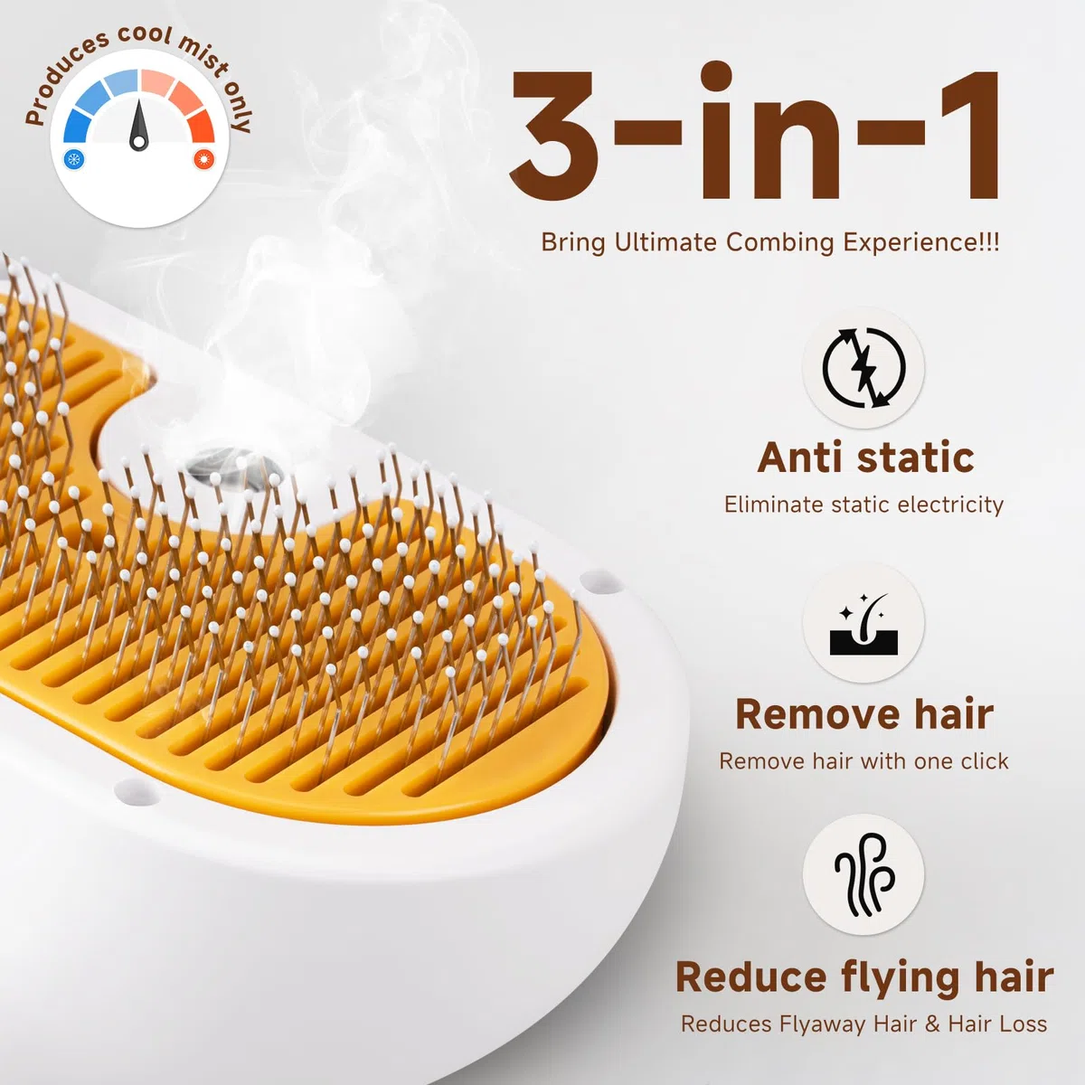 Cepillo de vapor para mascotas para perros y gatos, peine de depilación en aerosol 3 en 1, vapor para desprendimiento y aseo, cepillo de agua para mascotas de pelo largo y corto, peine Spritz Defur