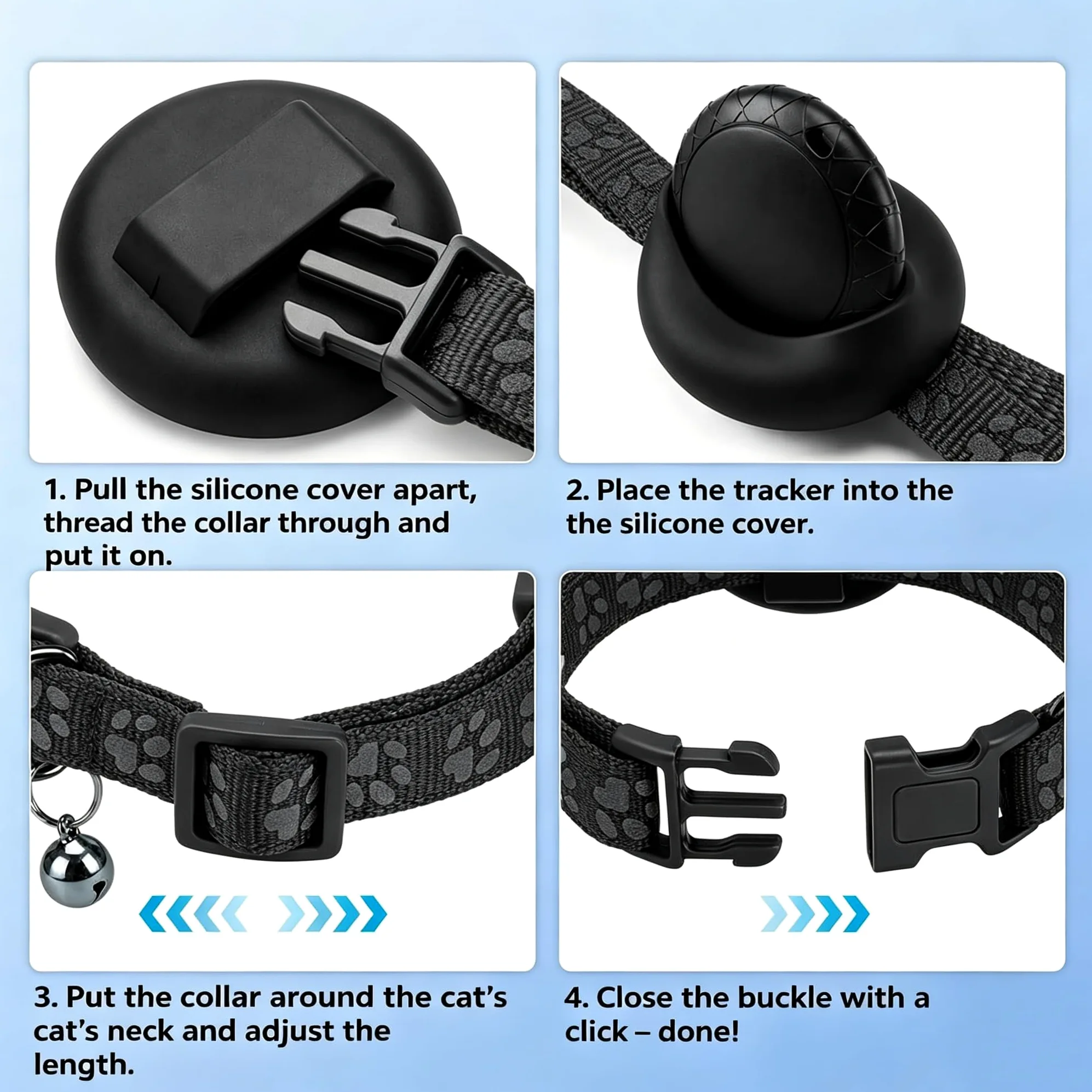 Rastreador GPS para perros y gatos (no requiere suscripción), rastreador GPS para collares de mascotas, certificado Apple MFi: funciona con iOS Find My, seguimiento global en tiempo real, impermeable