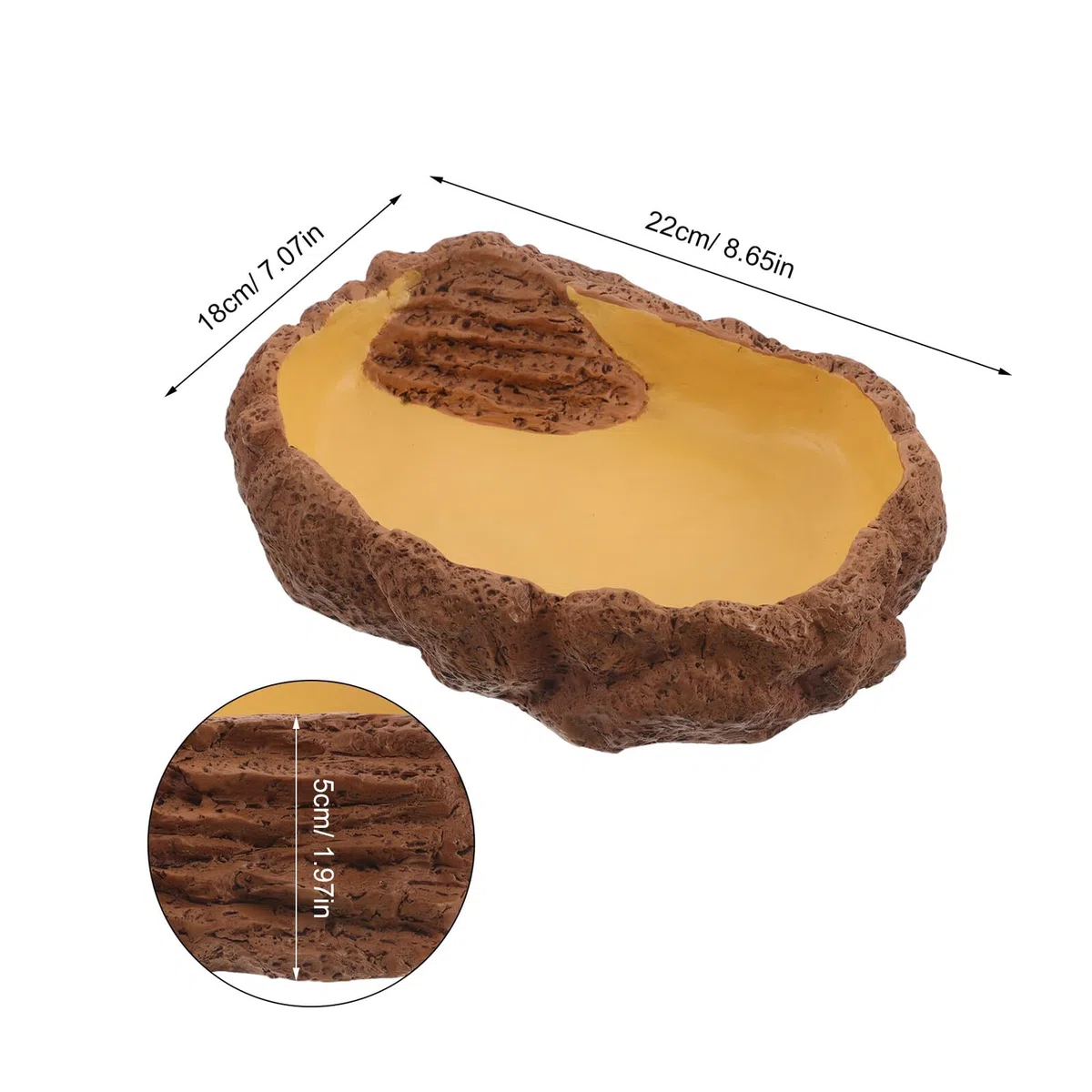 TOYANDONA Cuenco de Resina para Reptiles Diseño Único de Entrada, Fácil de Limpiar, Plato de Agua y Comida para Tortugas y Ranas en Terrarios Estilo Natural