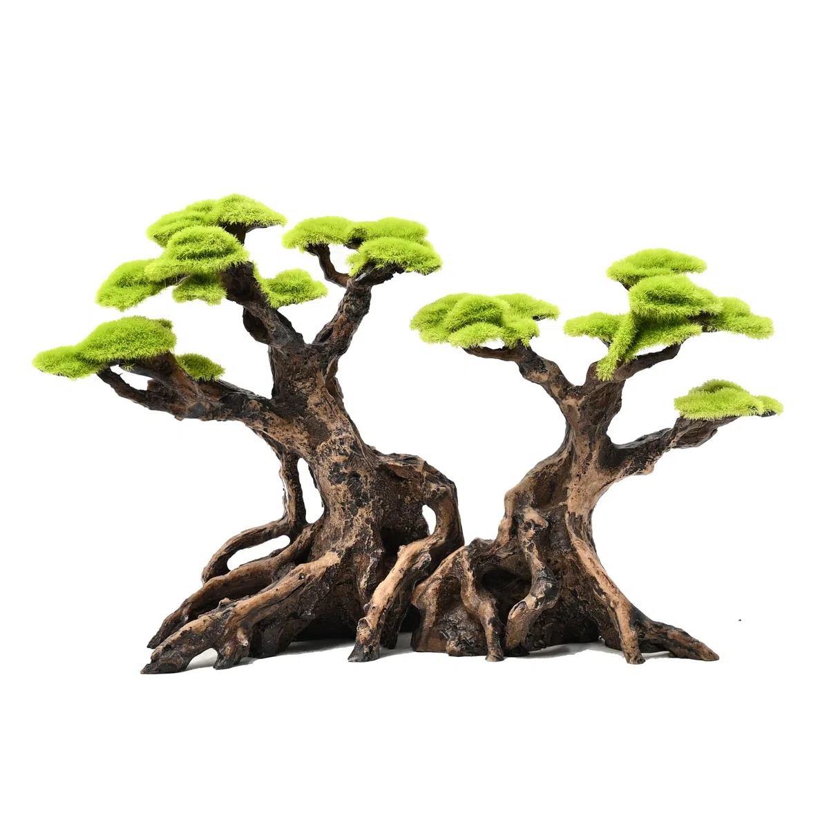 Decoración de resina de árbol de musgo de acuario para pecera, adorno de árbol bonsái artificial para paisajismo, decoración de pecera con área de descanso escondida para camarones betta