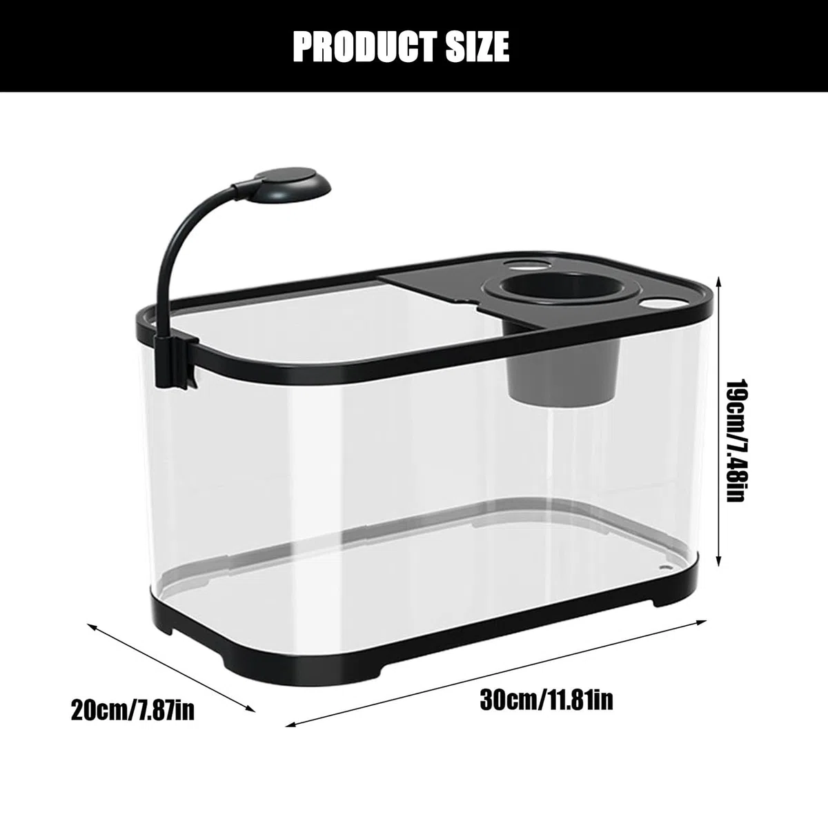 Kit de acuario con filtro y luz LED, pecera compacta para decoración del hogar u oficina
