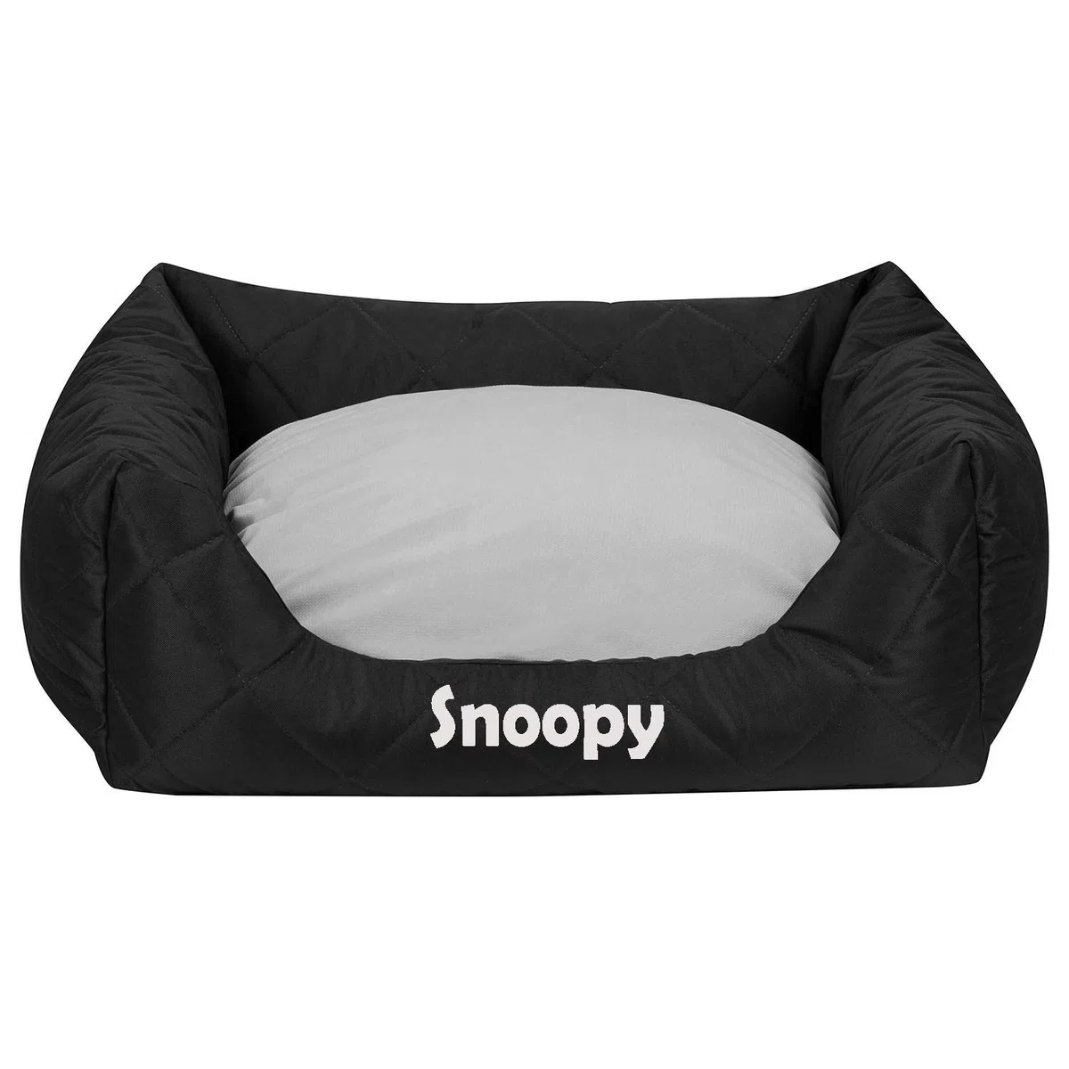 Ferocity Cama para Mascotas Personalizada con Nombre Cama para Perro, Sofá para Perro Cesta para Perro pequeño Lavable Negro - Gris 85x70 [123]