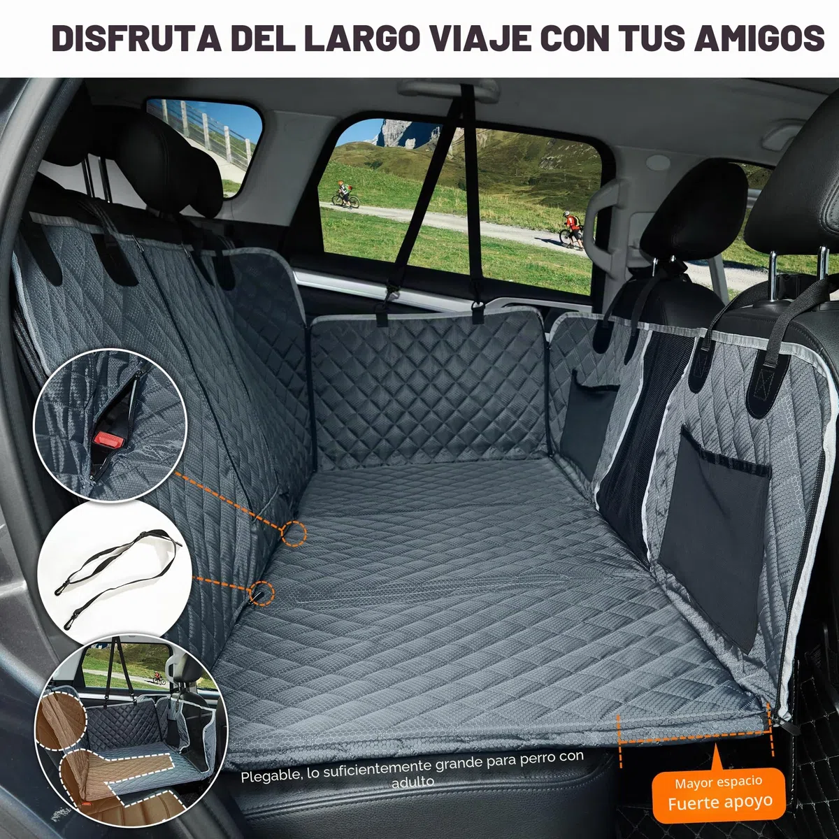 ANOSOSPECIAL Extensor de Funda de Asiento Trasero de Perro, Impermeable, Hamaca para Mascotas, Cama de Viaje, fácil de Limpiar para Coche, SUV, camión (Gris)