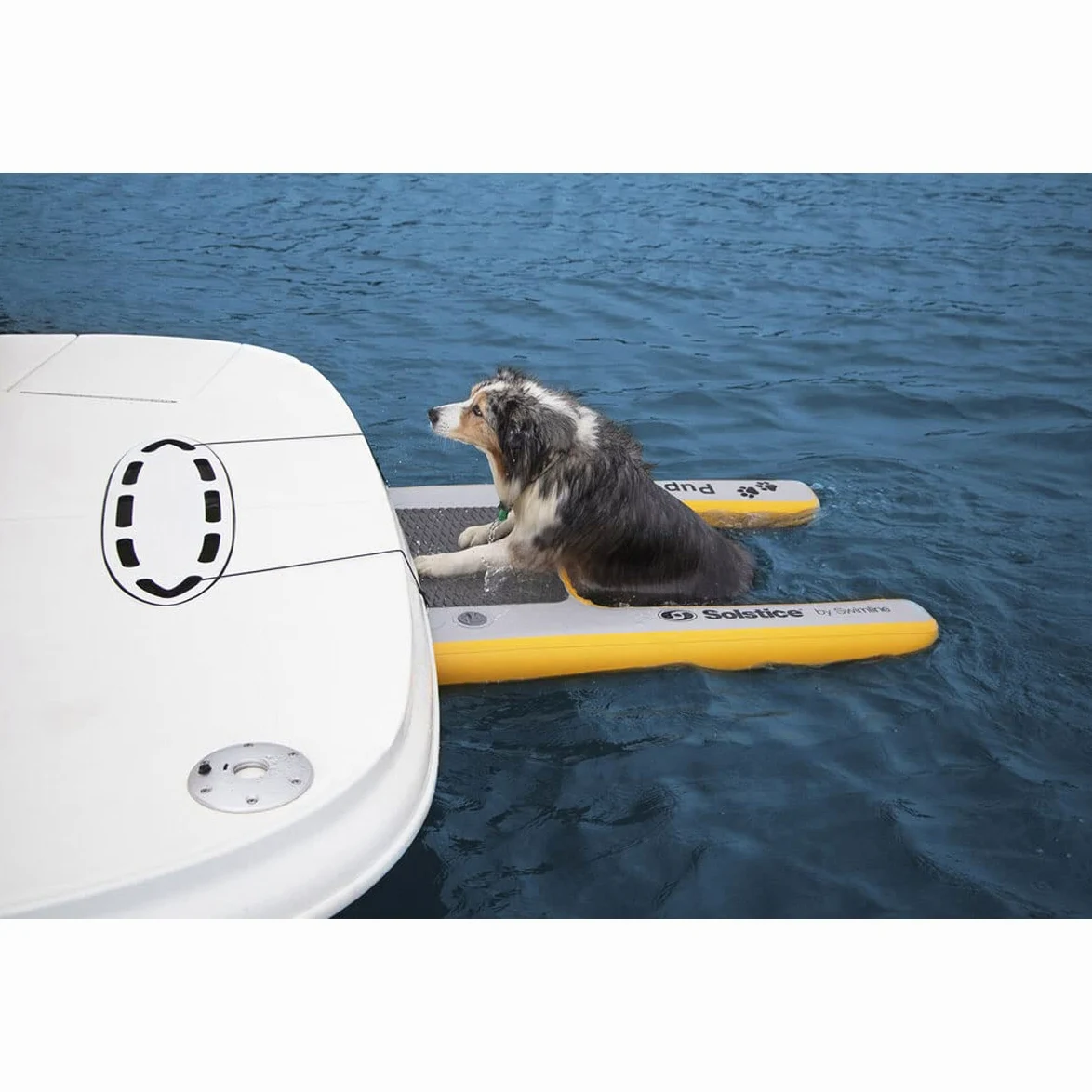 Solstice Tablón Inflable para Cachorros, rampa de Agua para Perros para Barcos y muelles, tamaño Mini, Capacidad de 30 Libras, Plataforma Flotante para Mascotas para Lago, río, Playa y Piscina