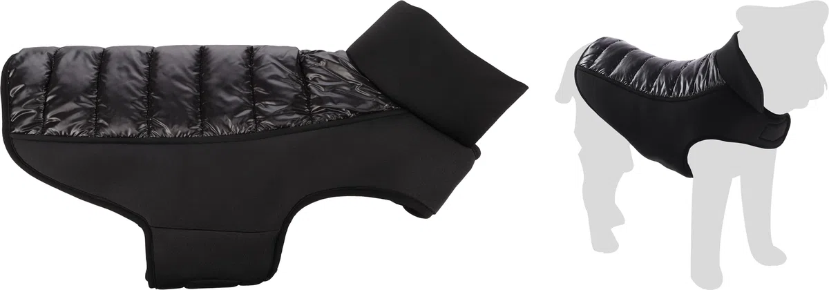 Flamingo Perro Abrigo Jakaro Negro - Tamaño 55cm (A: 55 cm, B: 40-48 cm, C: 68-74 cm) - Ideal para Border Collie, Cocker Spaniel, Labrador, Vizsla y Beagle