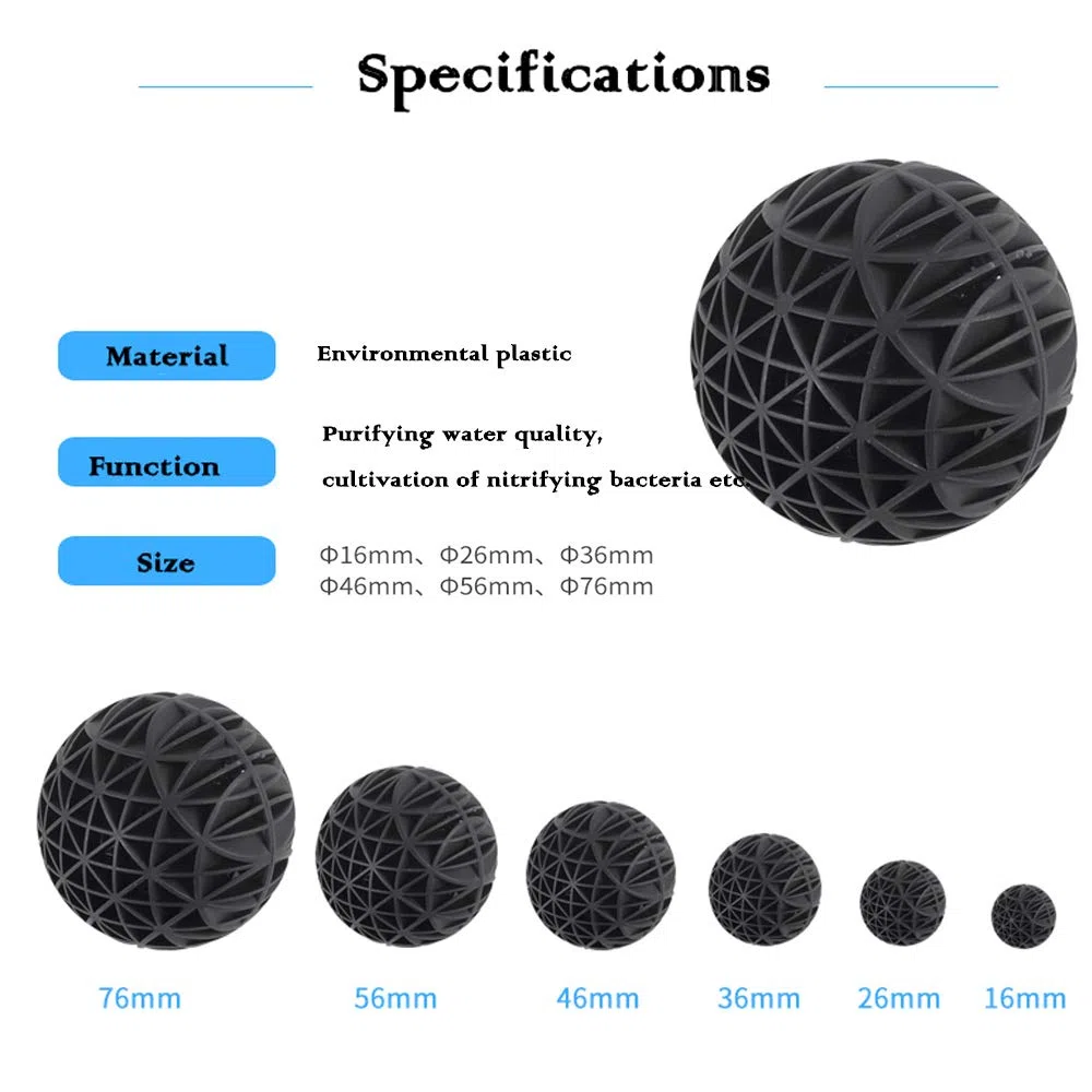 Bolas de acuario bio, bola de filtro de acuario medios bio, 80 piezas (56 mm)