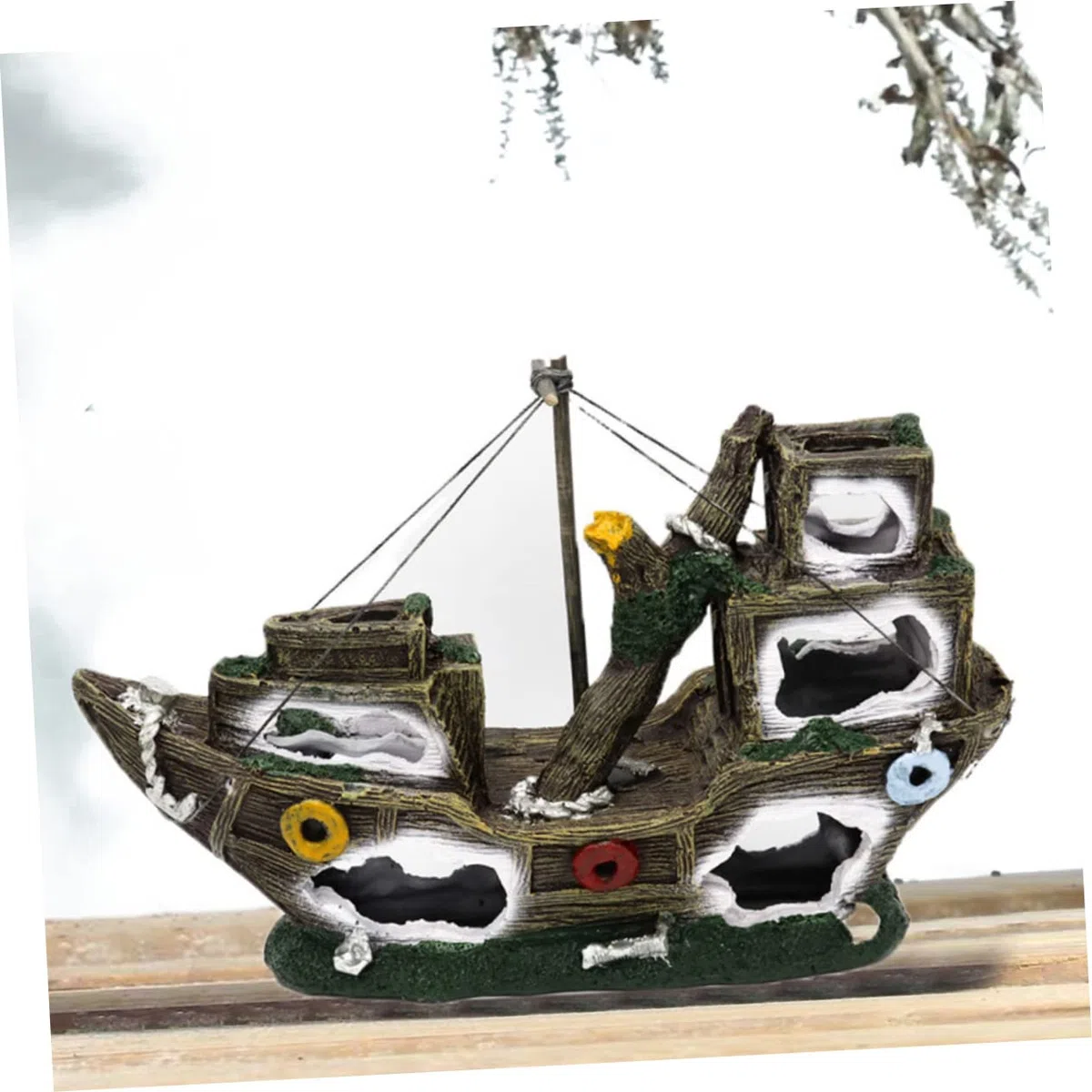 Acuario Decoración De Pecio De Barco Pirata Adorno para Acuarios Paisaje Marino Creativo Accesorio para Peces y Camarones