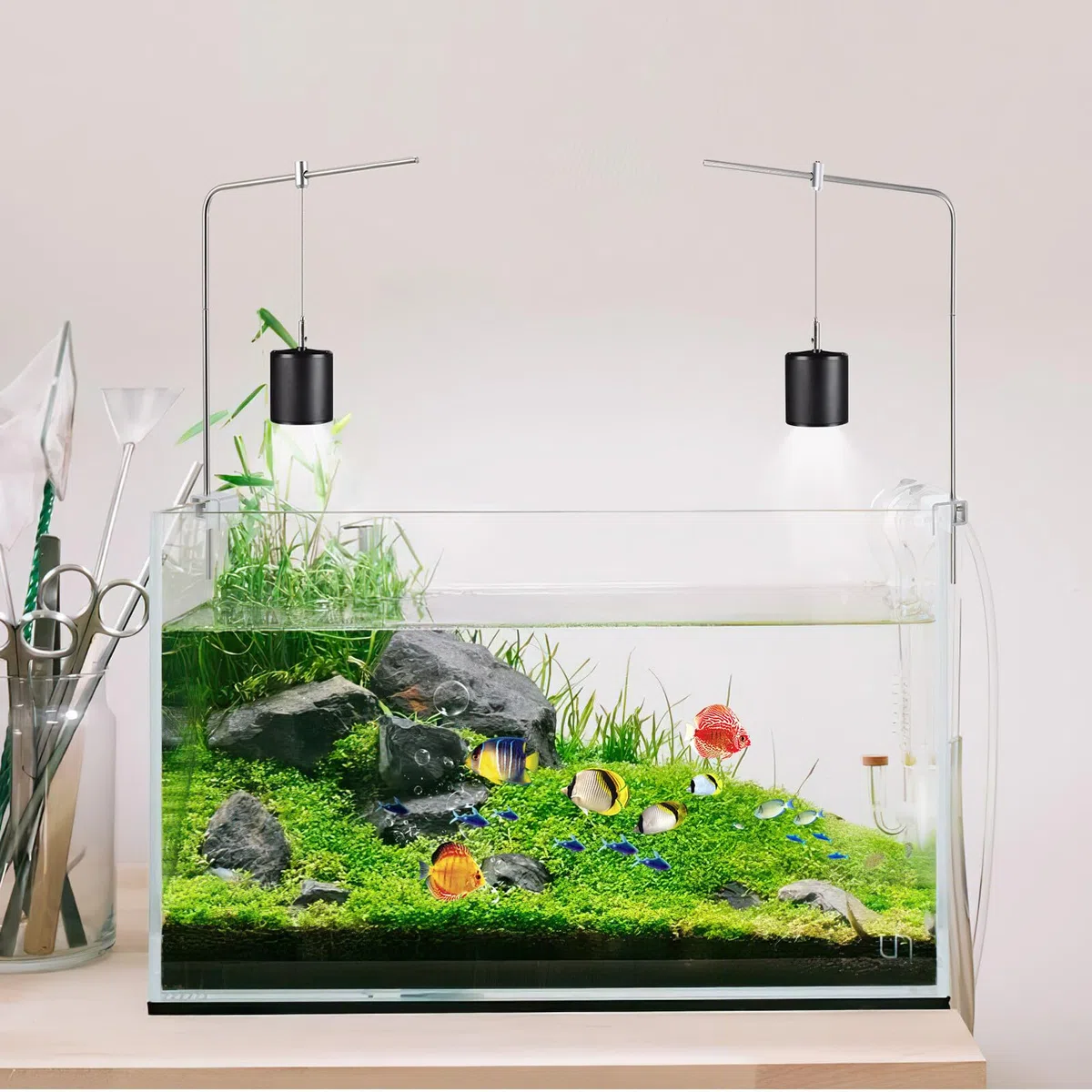 Soporte para Lámpara de Pecera Ajustable 25x40 Cm, Bastidor Colgante de Aleación de Aluminio Resistente y Duradero para Luces LED de Acuarios Pequeños, Adecuado para Acuarios