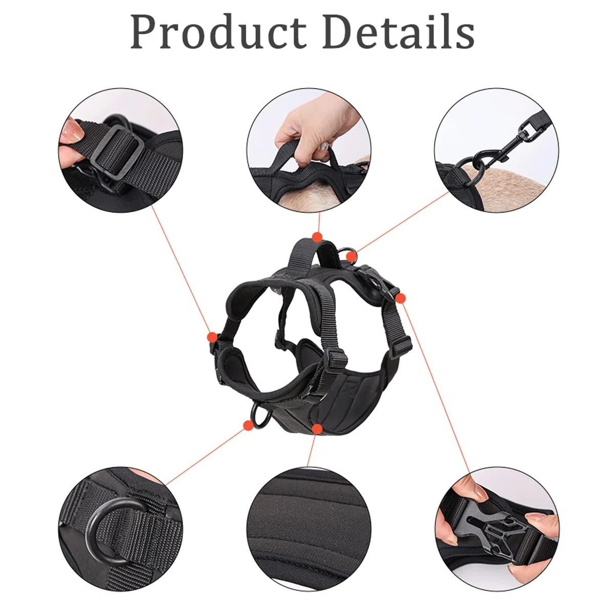 Arnés Antiescape para Perros - Chaleco Transpirable Y Ajustable con Asa, Equipado con Correa Y Collar, Adecuado para Perros Grandes(Orange,M)