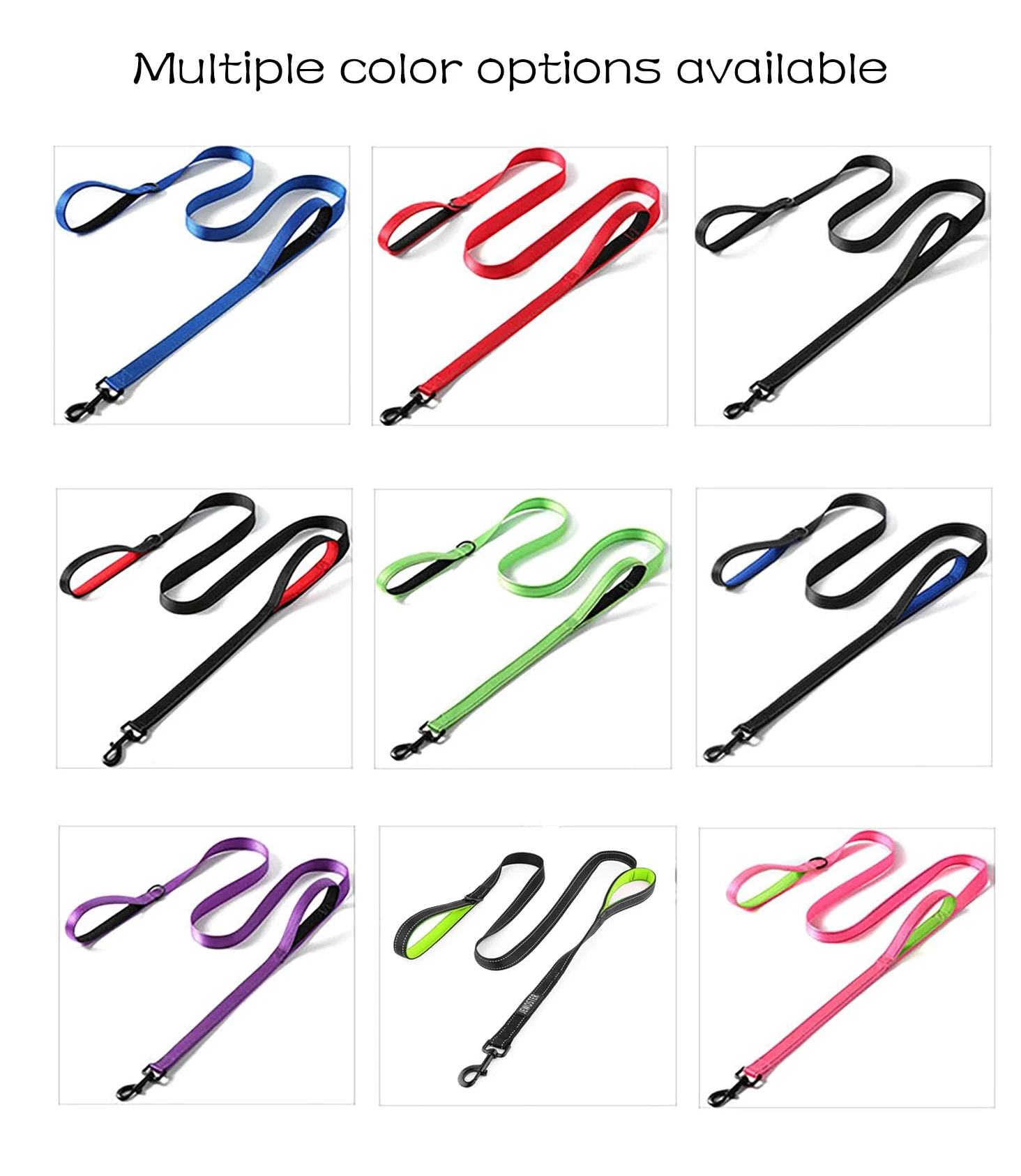 Correa para perro resistente, 2 asas con asa acolchada para mayor control, 6 pies de largo, perfecta para perros medianos a grandes (6 pies, negro azul)