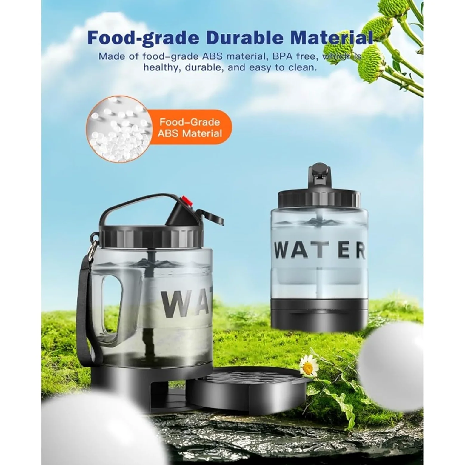 Botella de Agua para Perros 2200ml Mascotas Antifugas Material Alimentario Sin BPA para Exterior Senderismo Viaje(Black)