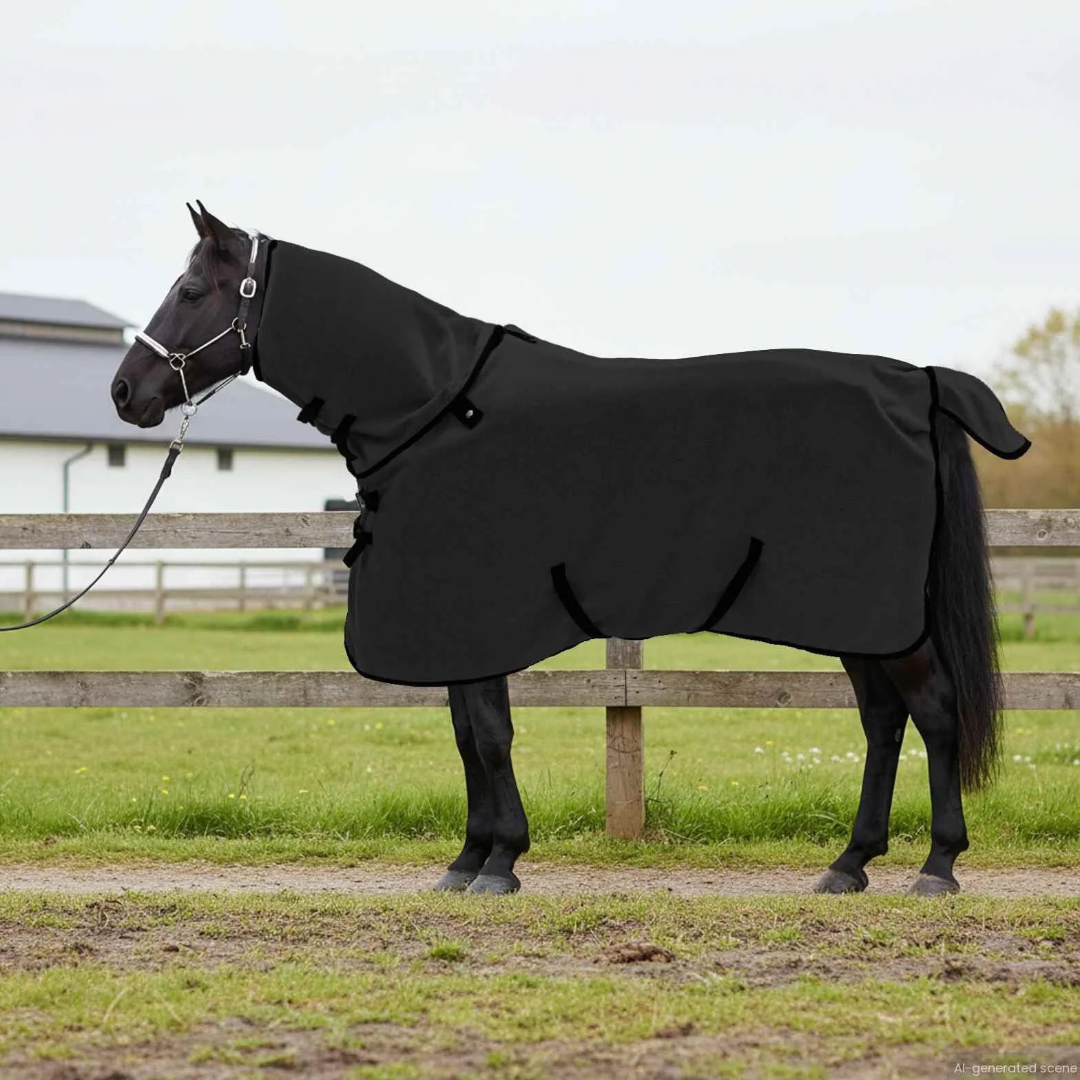 Manta para caballo, color negro, 85 cm, poliéster, lavable a máquina, cálida, cómoda, transpirable y ligera, para entrenamiento, establo y transporte