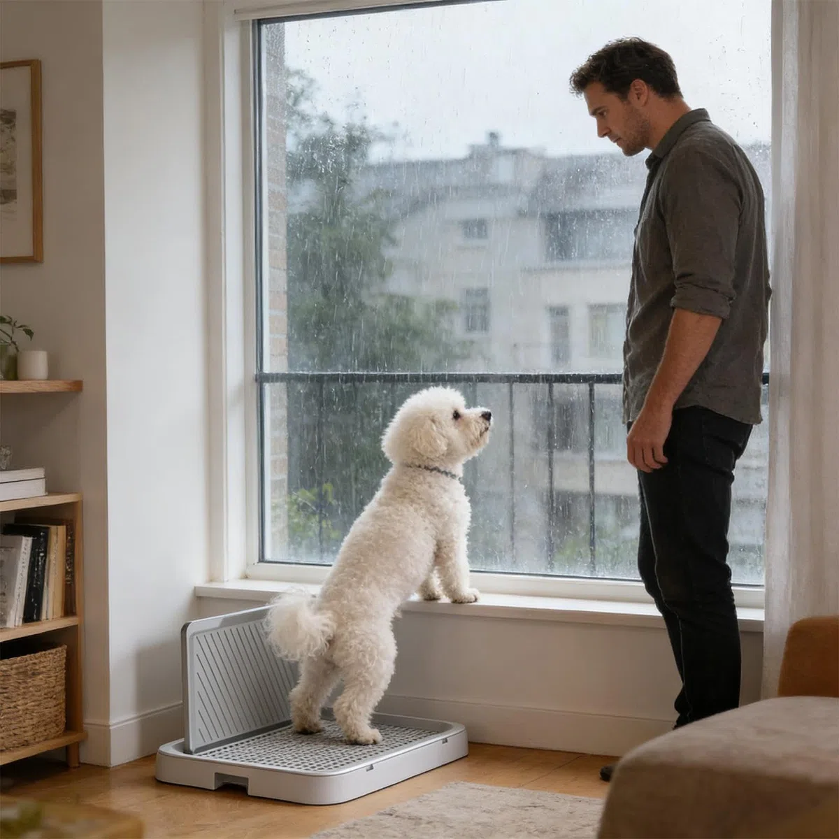 Bandeja De Baño Para Perros Bandeja De Entrenamiento Con Malla Antifugas Y | Sanitario Canino Almohadilla De Piso Para Cachorros Para Apartamento Dormitorio Sala y Balcon