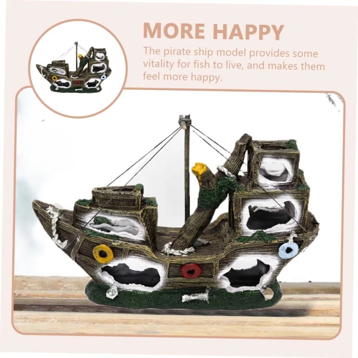 Acuario Decoración De Pecio De Barco Pirata Adorno para Acuarios Paisaje Marino Creativo Accesorio para Peces y Camarones