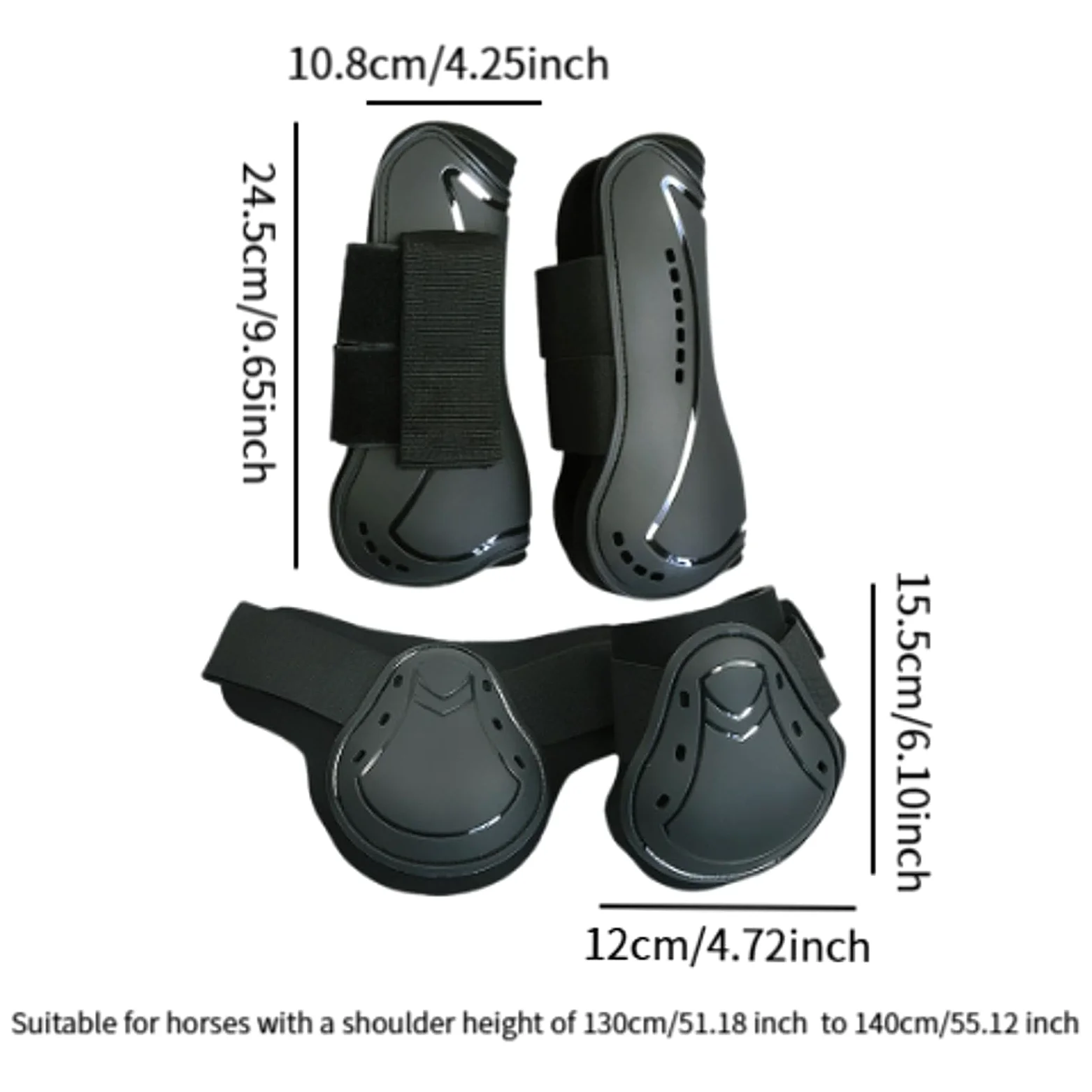 Oshhni 4 Piezas de Botas de tendón de Caballo, Equipo de protección, Botas de Caballo para Patas Delanteras y traseras para Montar, Deportes equinos, Saltos