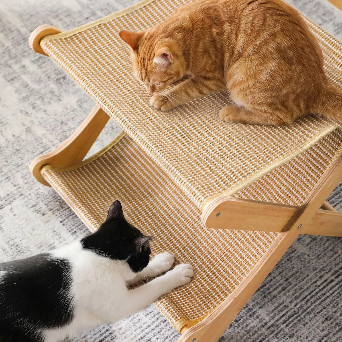 Casa Rascador De Cartón Para Gato Sofá De 2 Capas Plegable Interactivo