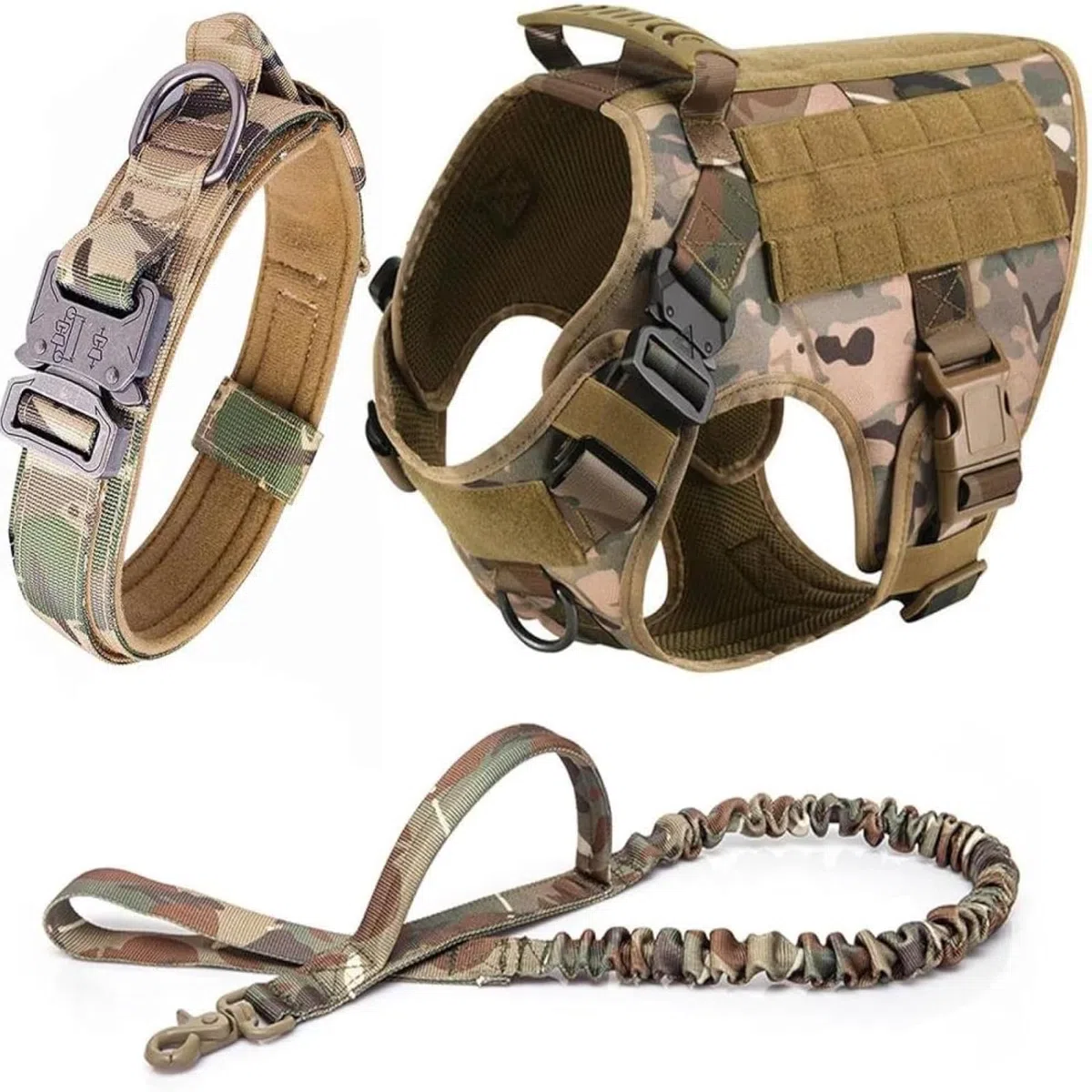 Arnés táctico de nailon 1000D para perro, reflectante, chaleco para mascotas con doble bucle de control, asa lateral, correas Molle para entrenar aventuras al aire libre